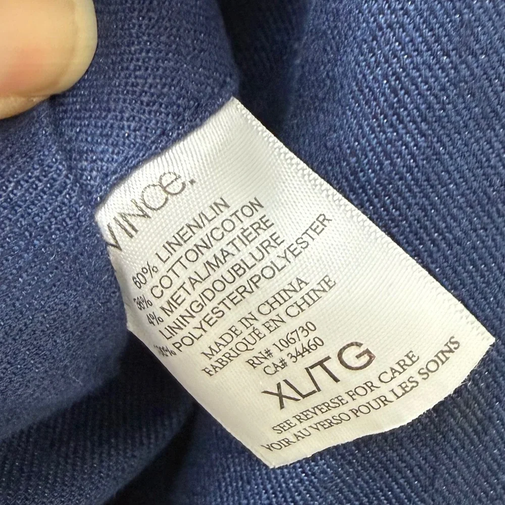 Vince Mens Navy Blue Linen Cotton Blend‎ 2-Button Blazer Jacket XL M1272-4150
